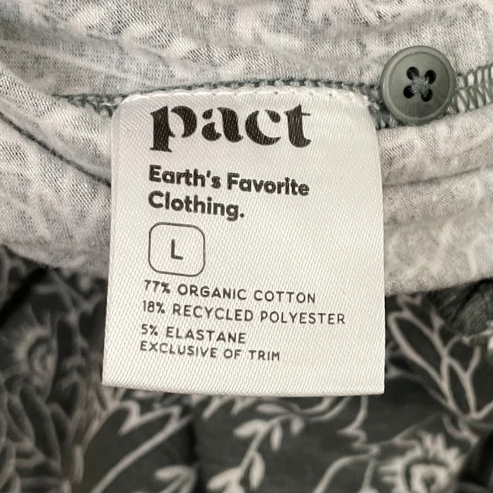 Pact Jumpsuit Womens Large Green Floral Jersey Knit Organic Cotton Straight Leg - Picture 11 of 12